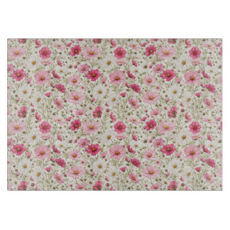 Airy Cosmos Flower Stems Cutting Board