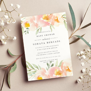 Airy Floral Baby Shower Invitation