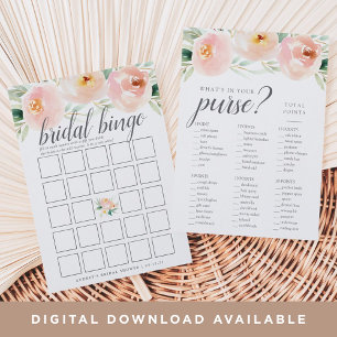 Airy Floral Double-Sided Bridal Shower Game Card