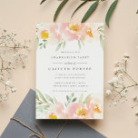 Airy Floral Graduation Party Invitation<br><div class="desc">Elegant watercolor floral graduation party invitation frames your graduation celebration details with a border of sheer pastel watercolor flowers and foliage in pale,  cool shades of blush pink,  peach and spring green.</div>