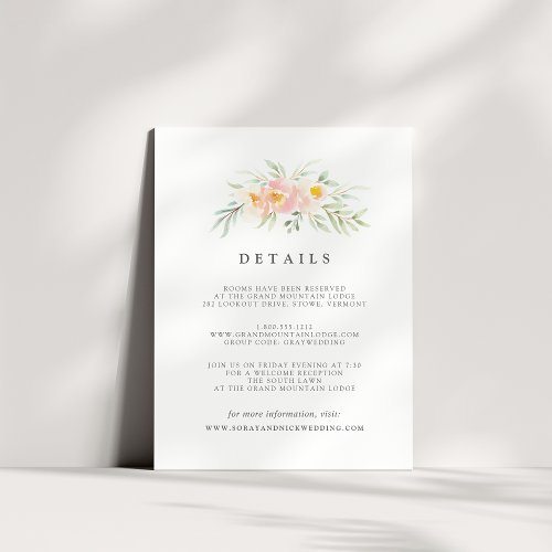 Airy Floral Guest Information Card