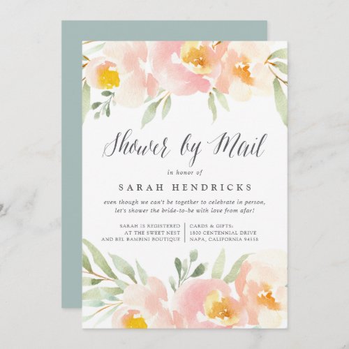 Airy Floral Virtual Baby or Bridal Shower By Mail Invitation