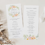 Airy Floral Wedding Ceremony Program<br><div class="desc">Our garden chic wedding program features your ceremony details in elegant gray lettering, with your names encircled by a wreath of pastel peach watercolor flowers and springy mint green foliage. Reverse side lists the members of your wedding party with easily editable text fields. Coordinates with our Airy Floral wedding invitation...</div>