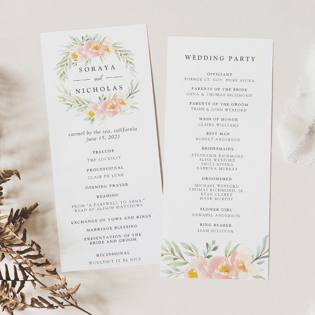 Airy Floral Wedding Ceremony Program (Creator Uploaded)