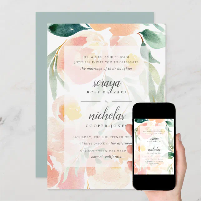 Airy Floral | Wedding Invitation | Zazzle