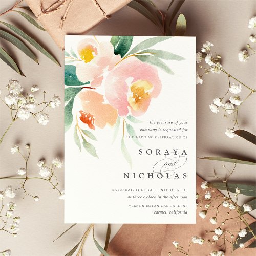 Airy Floral  Wedding Invitation