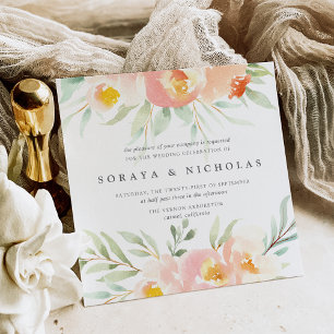 Airy Floral Wedding Invitation Square