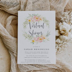 Airy Floral Wreath Virtual Bridal or Baby Shower Invitation