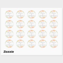 Airy Floral Wreath Wedding Classic Round Sticker | Zazzle