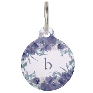 Airy Floral Wreath with Pet's Monogram and Phone Pet ID Tag