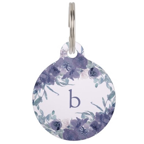 Airy Floral Wreath with Pets Monogram and Phone Pet ID Tag