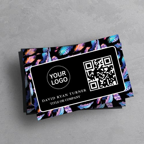 Airy Foliage QR Code Business Logo Professional   Business Card