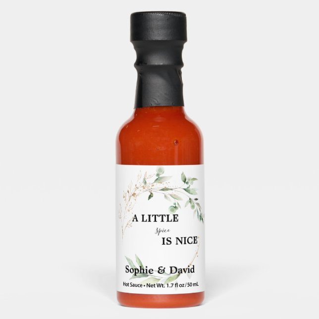 Airy Greenery A Little Spice Is Nice Wedding  Hot Sauces (Front)