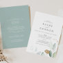 Airy Greenery and Gold Leaf All In One Wedding Invitation