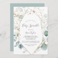 Airy Greenery and Gold Leaf Baby Sprinkle Invitation