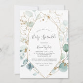Airy Greenery and Gold Leaf Baby Sprinkle Invitation (Front)