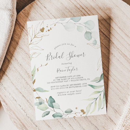 Airy Greenery and Gold Leaf Bridal Shower