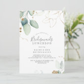 Airy Greenery and Gold Leaf Bridesmaids Luncheon Invitation (Standing Front)