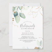 Airy Greenery and Gold Leaf Bridesmaids Luncheon Invitation (Front)