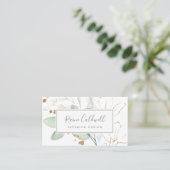 Airy Greenery and Gold Leaf Business Card (Standing Front)