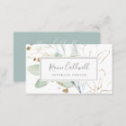 Airy Greenery and Gold Leaf Business Card