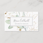 Airy Greenery and Gold Leaf Business Card (Front)