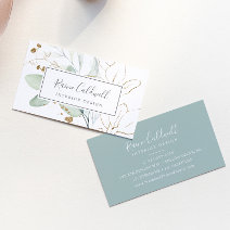 Airy Greenery and Gold Leaf Business Card