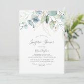 Airy Greenery and Gold Leaf Lingerie Shower Invitation (Standing Front)