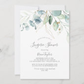 Airy Greenery and Gold Leaf Lingerie Shower Invitation (Front)