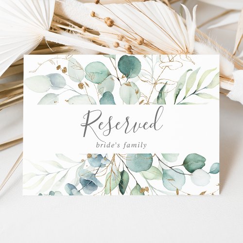 Airy Greenery and Gold Leaf Reserved Sign
