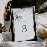 Airy Greenery and Gold Leaf Table Number<br><div class="desc">This airy greenery and gold leaf table number is perfect for a modern wedding. The elegant botanical design features light and airy watercolor eucalyptus accented with whimsical gold glitter leaves. The card prints on the front and back (double-sided). Items are printed exactly as they appear on your screen when you...</div>