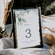 Airy Greenery And Gold Leaf Table Number at Zazzle
