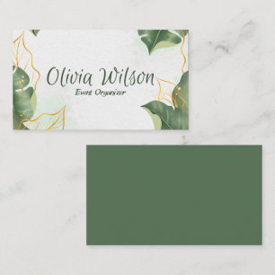 Airy Greenery and golden Leaf Business Card