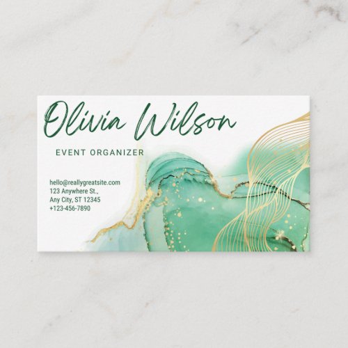 Airy Greenery and golden Leaf Business Card