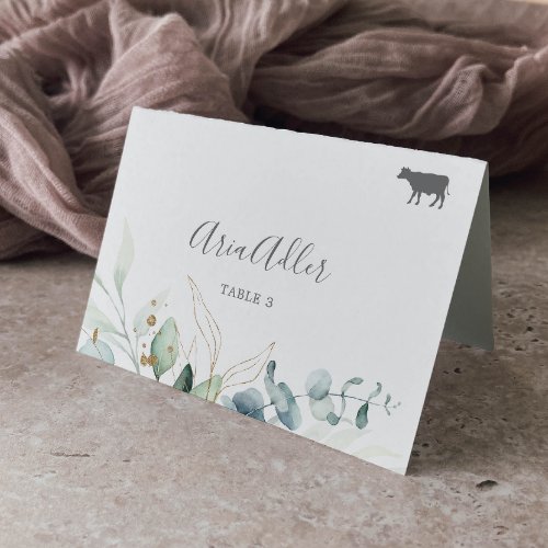 Airy Greenery Beef Menu Option Place Cards
