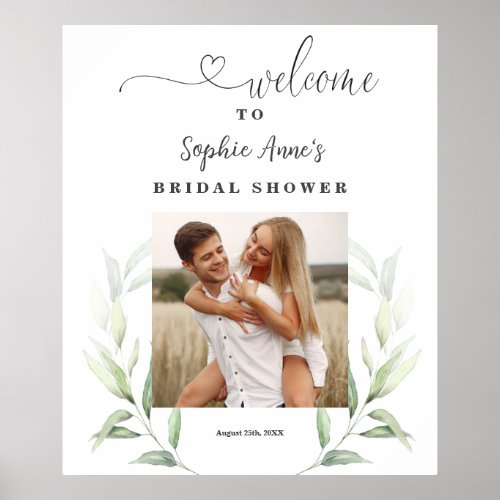 Airy Greenery Bridal Shower Photo Welcome Sign