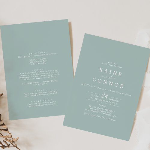 Airy Greenery Coordinate All In One Wedding Invitation