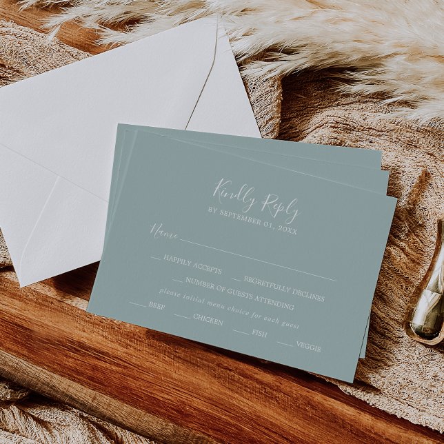 Airy Greenery Coordinate Menu Choice RSVP Card (Creator Uploaded)