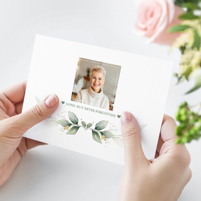 Airy Greenery Eucalyptus Celebration of Life Thank You Card (celebration of life thank you, greenery photo thank you card, in loving memory thank you card)
