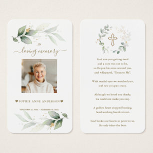 Airy Greenery Eucalyptus Photo Funeral Prayer Card