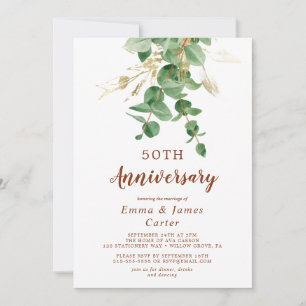 Airy Greenery & Gold Leaf "We Do Again" Vow Renewa Invitation