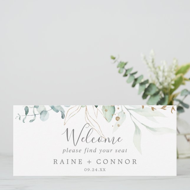 Airy Greenery Hanging Seating Chart Welcome Header (Standing Front)