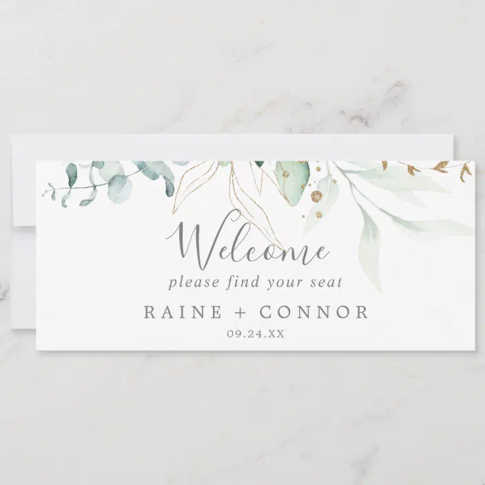 Watercolour Black & Yellow Floral Header Wedding Table Seating Name Place Cards