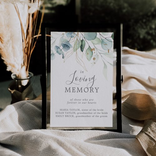 Airy Greenery In Loving Memory Wedding Sign