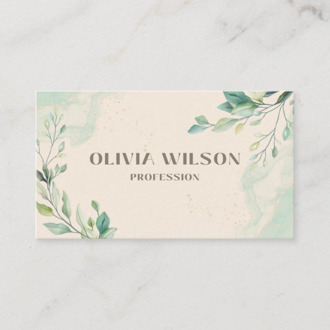 Airy Greenery Leaf Business Card (Front)