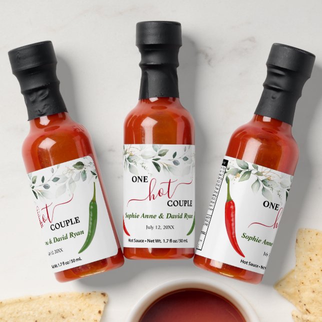 Airy Greenery One Hot Couple Calligraphy Wedding  Hot Sauces (Laydown)