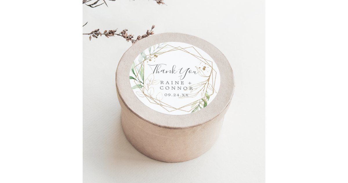 Airy Greenery Thank You Wedding Favor Sticker | Zazzle