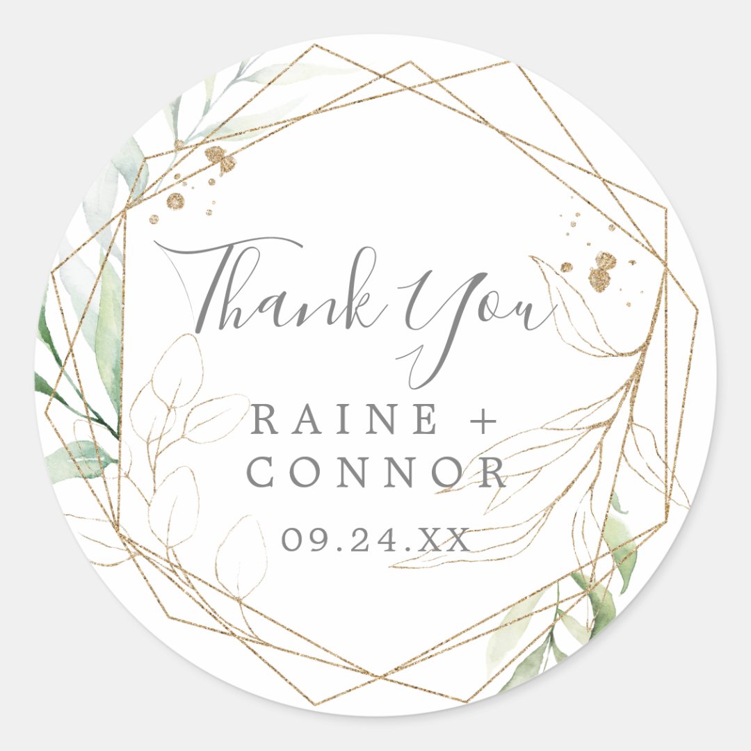 Airy Greenery Thank You Wedding Favor Sticker | Zazzle