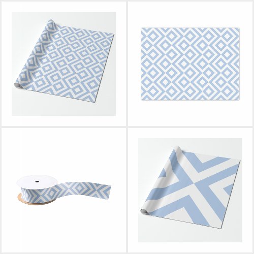 Airy Light Blue and White Gift Wrapping Supplies