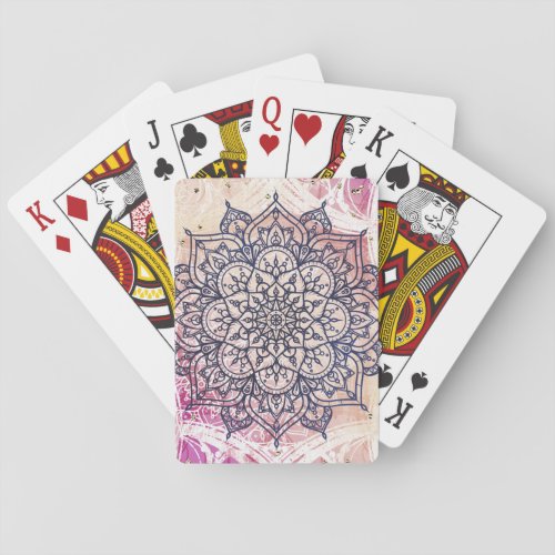 Airy Mandala Happy Pink Purple Yellow Blue  Gold Playing Cards